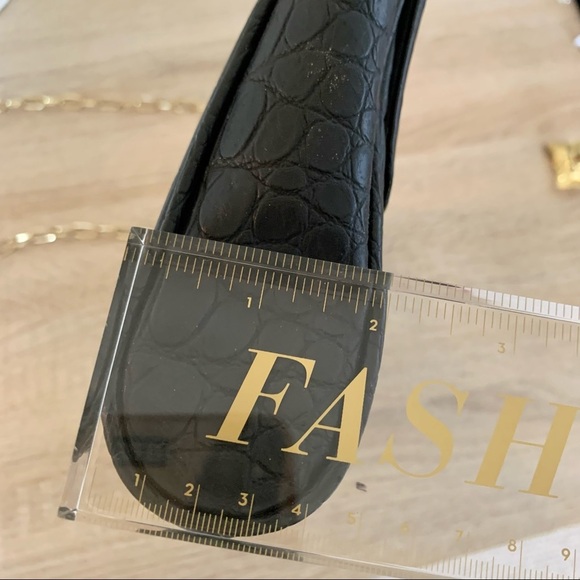 NWOT F21 Black Croc Leather Chain Shoulder Bag - Picture 9 of 9